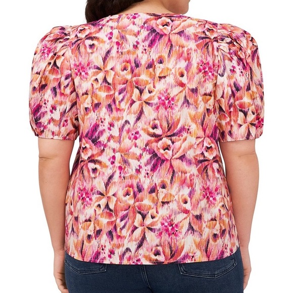 New CeCe Plus V-Neck Puffed Sleeve Blouse - Picture 7 of 8